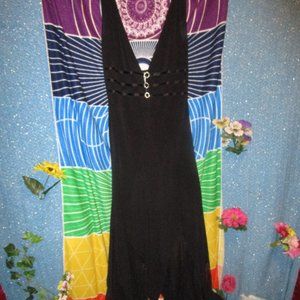 Beautiful Long black dress with deep V neck/back